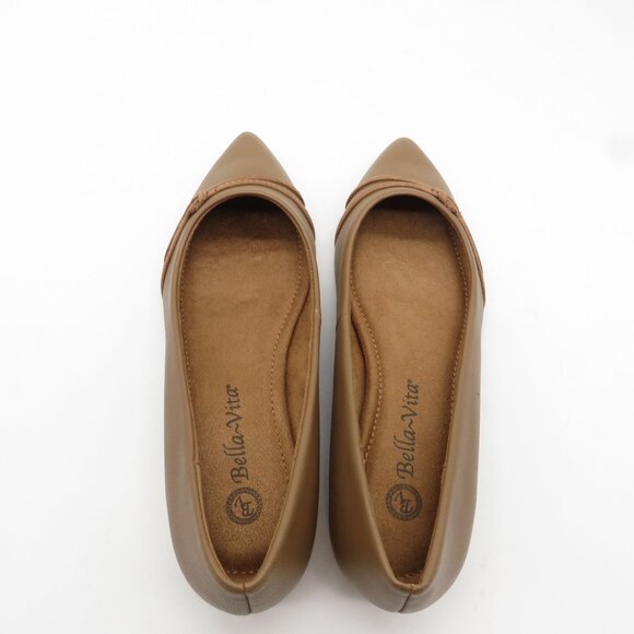 Bella Vita Women's Pointed Toe Brown Leather Flats Knot Detail Size 6 NEW - Picture 5 of 8